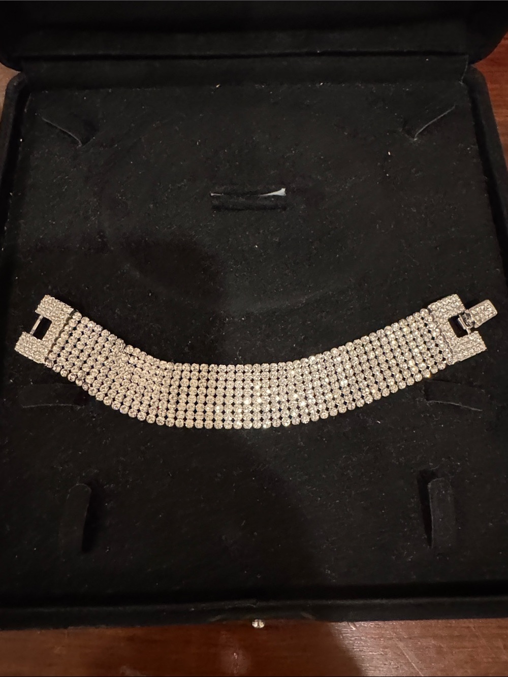 Swarovski Silver-Tone Multi-Row Crystal Bracelet
